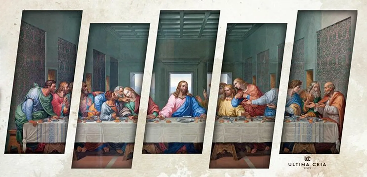A Última Ceia, de Leonardo da Vinci, em cinco painéis